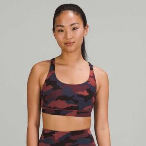 Lululemon Size 4 Energy Sports Bra Heritage 365 Camo Smoky Red Night Strappy Gym